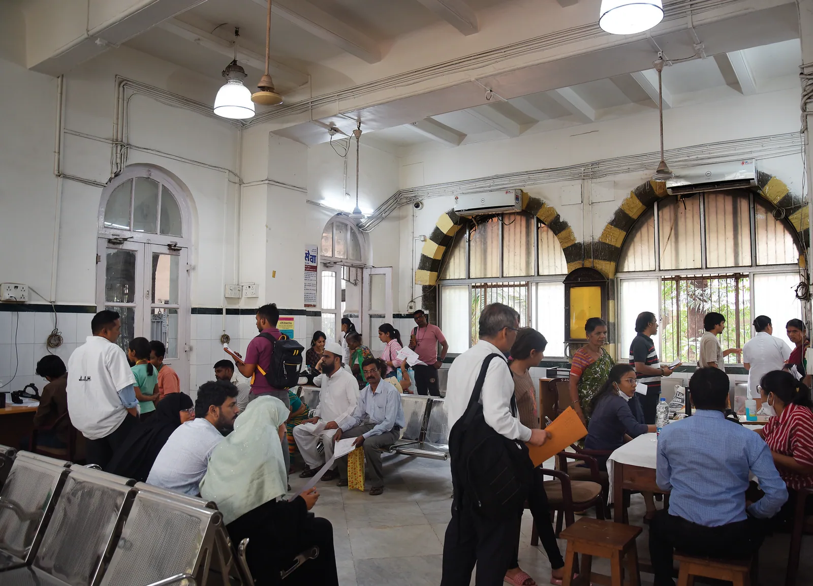 Patients being examined before admission.